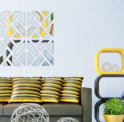 آینه دکوری آماتیس مدل شقایق - رنگ نقره ای