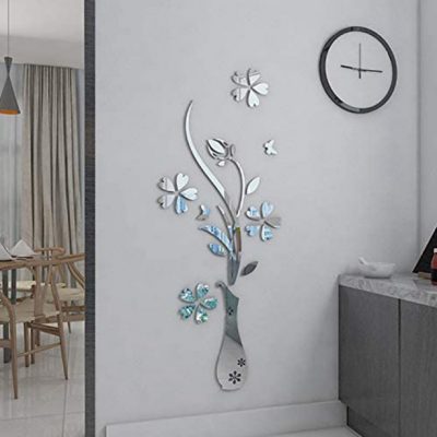 آینه دکوراتیو آماتیس طرح گل و گلدان مناسب تزیین اتاق کودک و تزیین اتاق خواب