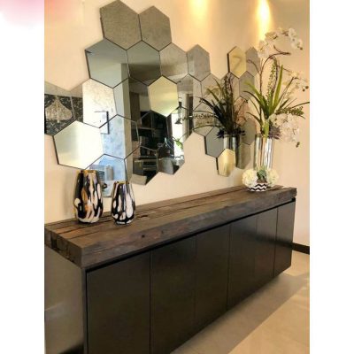 آینه پلکسی گلس مدل شش گوشه بسته 10 عددی - رنگ نقره ای 2