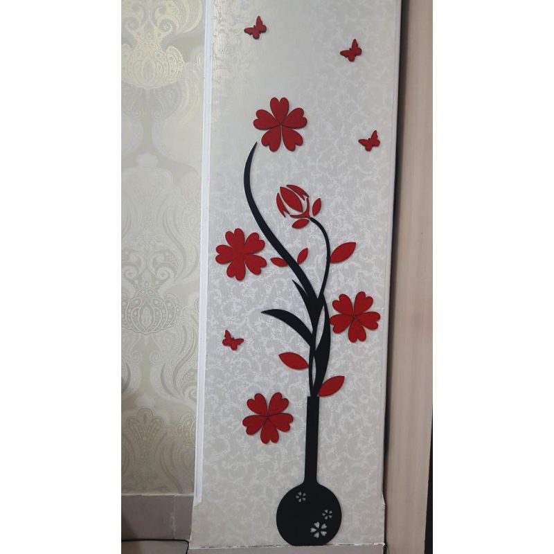 استیکر چوبی آماتیس طرح گل و گلدان