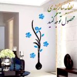 استیکر چوبی آماتیس طرح گل و گلدان آبی