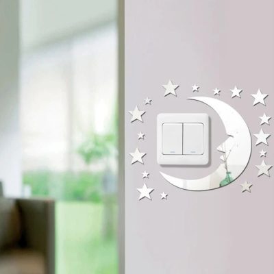 استیکر آینه ای کلید و پریز آماتیس مدل ماه و ستاره