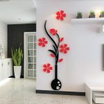 استیکر چوبی آماتیس طرح گل و گلدان