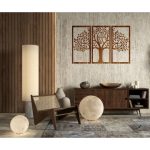 تابلو چوبی طرح درخت 3 تکه کد AM4