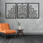 تابلو چوبی طرح ماندالا 3 تکه