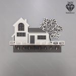 جا کلیدی دیواری طرح کلبه 8 قلاب آویز کد 101
