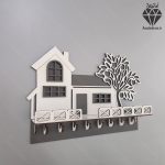 جا کلیدی دیواری طرح کلبه 8 قلاب آویز کد 101