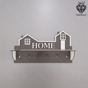 جا کلیدی دیواری طرح هوم 6 قلاب آویز کد 102 - نمای جلو - رنگ سفید