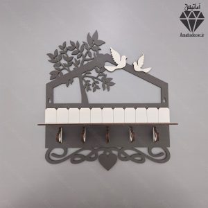 جا کلیدی دیواری طرح درخت 5 قلاب آویز کد 103