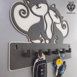 جا کلیدی دیواری طرح گربه کد 108 - با آویز کلید ها