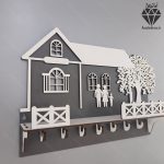 جا کلیدی دیواری طرح کلبه درختی کد 109 - از سمت چپ