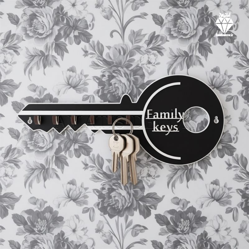 جا کلیدی دیواری طرح کلید 6 قلابه کد 105 - نمای کلی و روبه رو