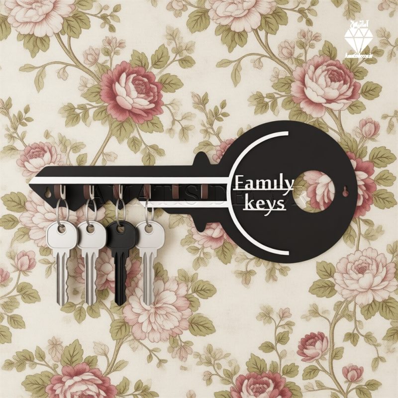 جا کلیدی دیواری طرح کلید 6 قلابه کد 105 - نمای کلی و روبه رو