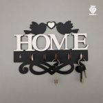 جا کلیدی دیواری طرح هوم کد 104 - رنگ مشکی و سفید - از نمای روبه رو