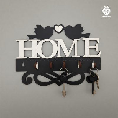 جا کلیدی دیواری طرح هوم کد 104 - رنگ مشکی و سفید - از نمای روبه رو