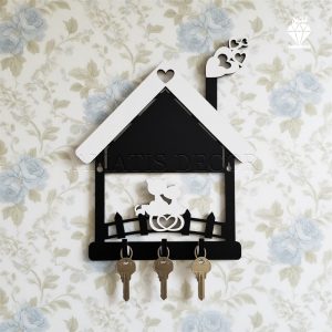 جا کلیدی دیواری طرح گربه و کلبه کد 106 - نمای کلی