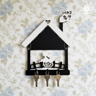 جا کلیدی دیواری طرح گربه و کلبه کد 106 - نمای کلی