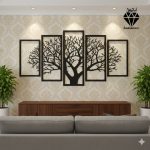 تابلو چوبی طرح درخت 5 تکه
