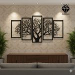 تابلو چوبی طرح درخت 5 تکه