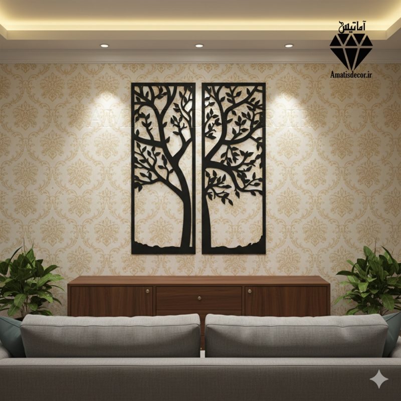 تابلو چوبی طرح درخت 2 تکه