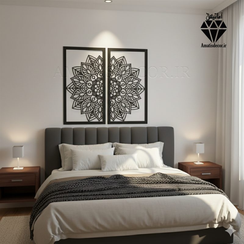 تابلو چوبی طرح ماندالا 2 تکه