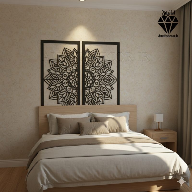 تابلو چوبی طرح ماندالا 2 تکه