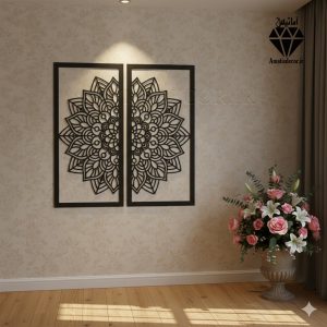 تابلو چوبی طرح ماندالا 2 تکه