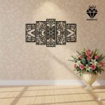 تابلو چوبی طرح ماندالا 5 تکه - نمای نزدیک رنگ مشکی - جنس چوبی - شامل 5 تکه جدا