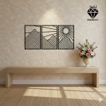 تابلو چوبی طرح طلوع خورشید 3 تکه