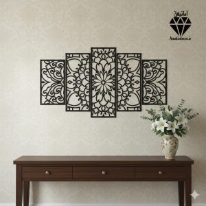 تابلو چوبی طرح ماندالا 5 تکه