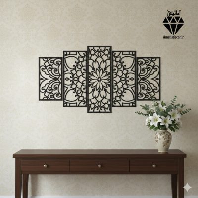 تابلو چوبی طرح ماندالا 5 تکه