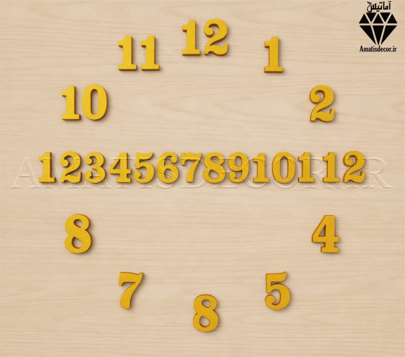 اعداد چوبی انگلیسی ساعت سری کامل کد 207 طلایی