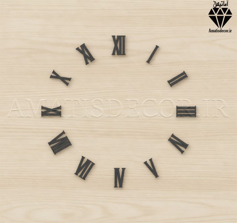 اعداد چوبی یونانی ساعت سری کامل کد 205 تصویر مشکی