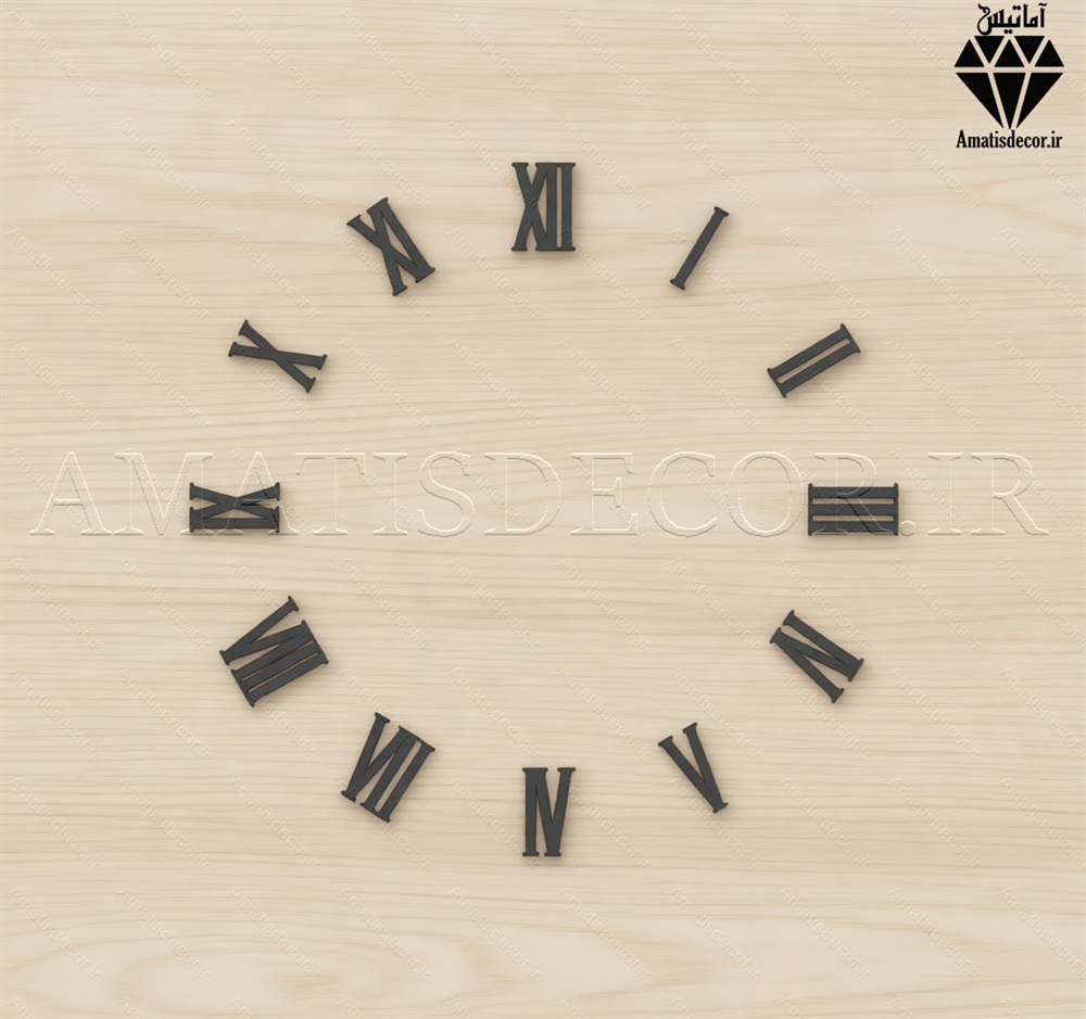 اعداد چوبی یونانی ساعت سری کامل کد 205 تصویر مشکی