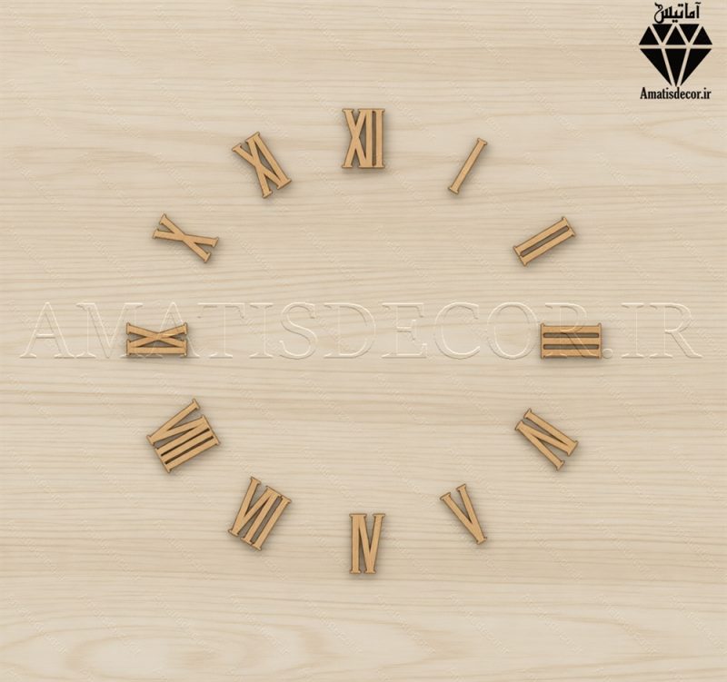 اعداد چوبی یونانی ساعت سری کامل کد 205 تصویر طلایی