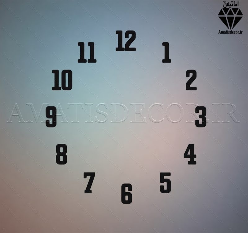 اعداد چوبی انگلیسی ساعت سری کامل فونت مدرن مشکی