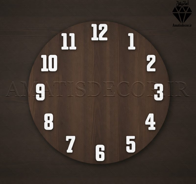 اعداد چوبی انگلیسی ساعت سری کامل فونت مدرن سفید