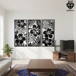 تابلو چوبی 3 تکه طرح گل کد 1003