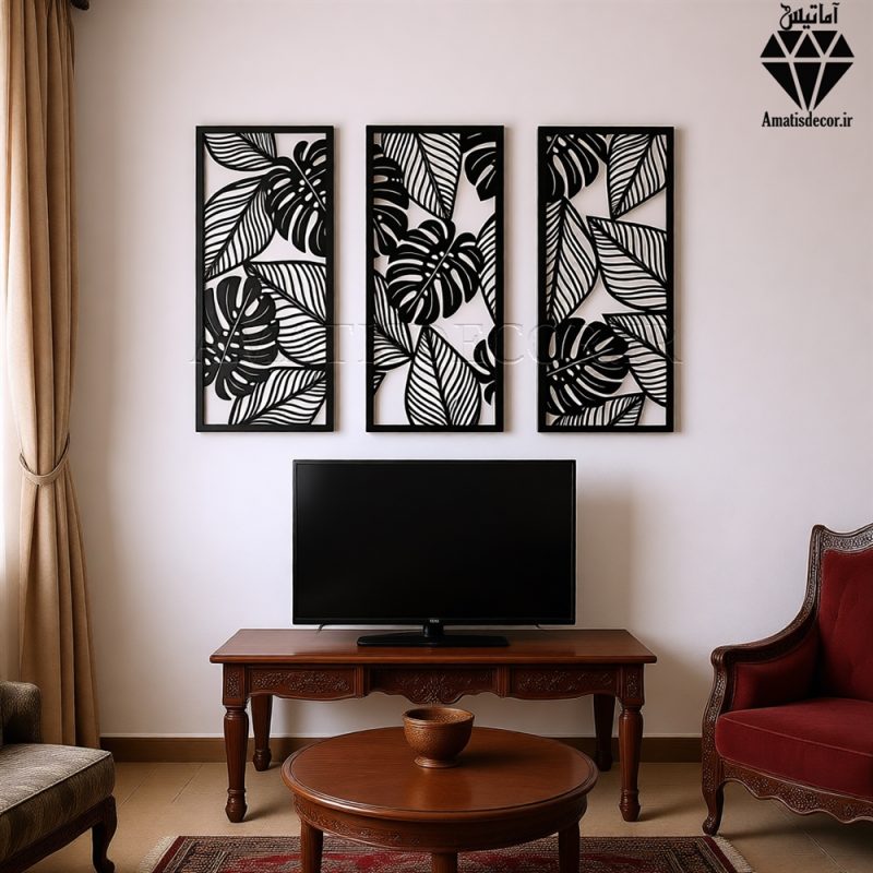 تابلو چوبی 3 تکه طرح برگ ها کد 1005 - تصویر 4
