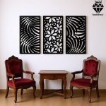 تابلو چوبی 3 تکه طرح گلبرگ کد 1004