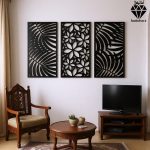 تابلو چوبی 3 تکه طرح گلبرگ کد 1004