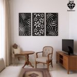 تابلو چوبی 3 تکه طرح گلبرگ کد 1004