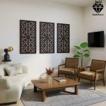 تابلو چوبی 3 تکه طرح باغ گلها کد 1006 تصویر 1