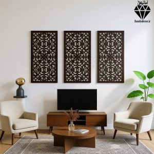 تابلو چوبی 3 تکه طرح باغ گلها کد 1006 تصویر 3