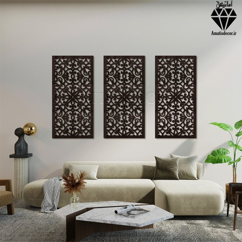 تابلو چوبی 3 تکه طرح باغ گلها کد 1006 تصویر 4