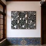 تابلو چوبی 3 تکه طرح برگ ها کد 1005 عکس 2