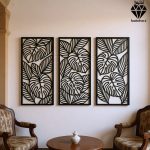 تابلو چوبی 3 تکه طرح برگ کد 1007 تصویر 1