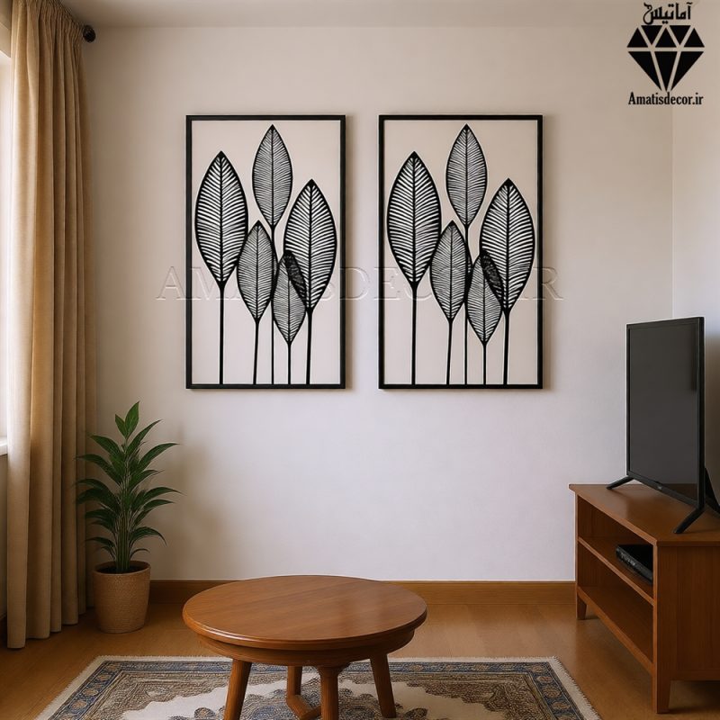 تابلو چوبی طرح نارسیس 2 عددی کد 1002