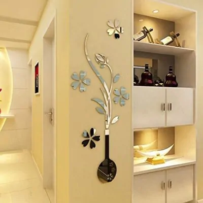 آینه دکوری آماتیس مدل گل و گلدان گرد