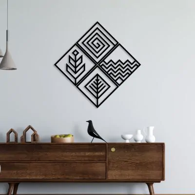 تابلو آماتیس طرح عناصر چهارگانه- 4 تکه - رنگ مشکی